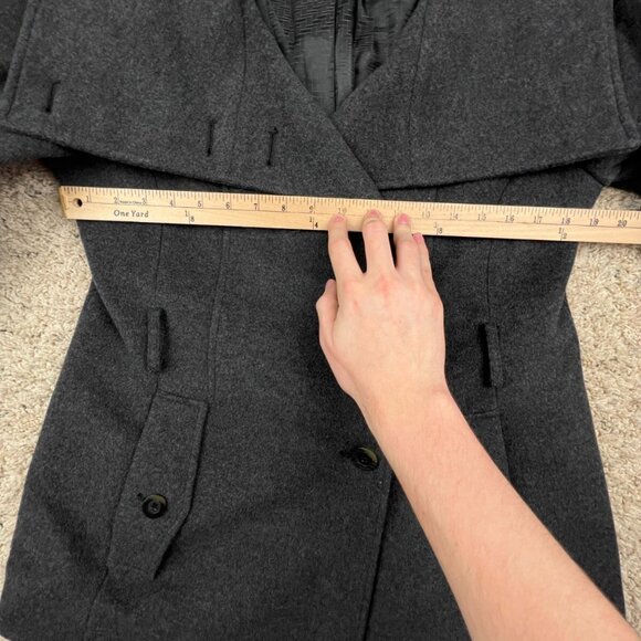 Cole Haan Alpaca Cashmere Wool Coat Size 12 Gray Buttons Winter Formal Jacket - Picture 3 of 9